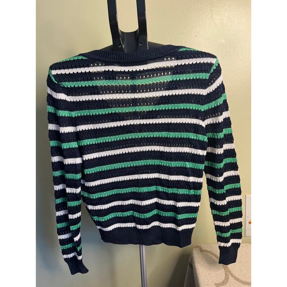 White House Black Market Long Sleeve Stripe V-Neck Pullover Sweater, size medium - Picture 6 of 14